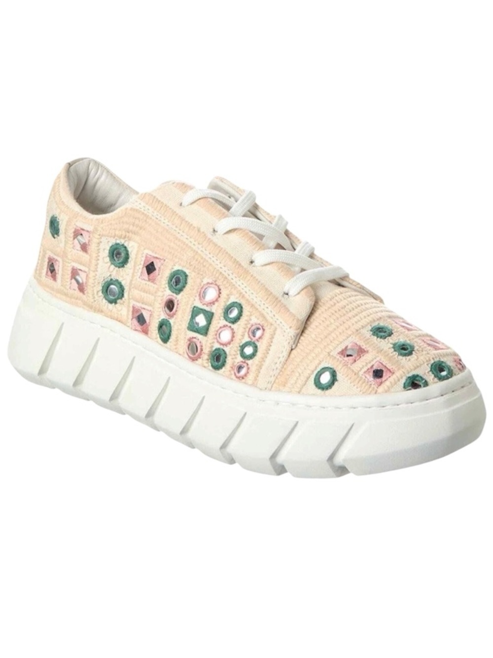 Free People Catch me if you white mirror combo crochet sneakers